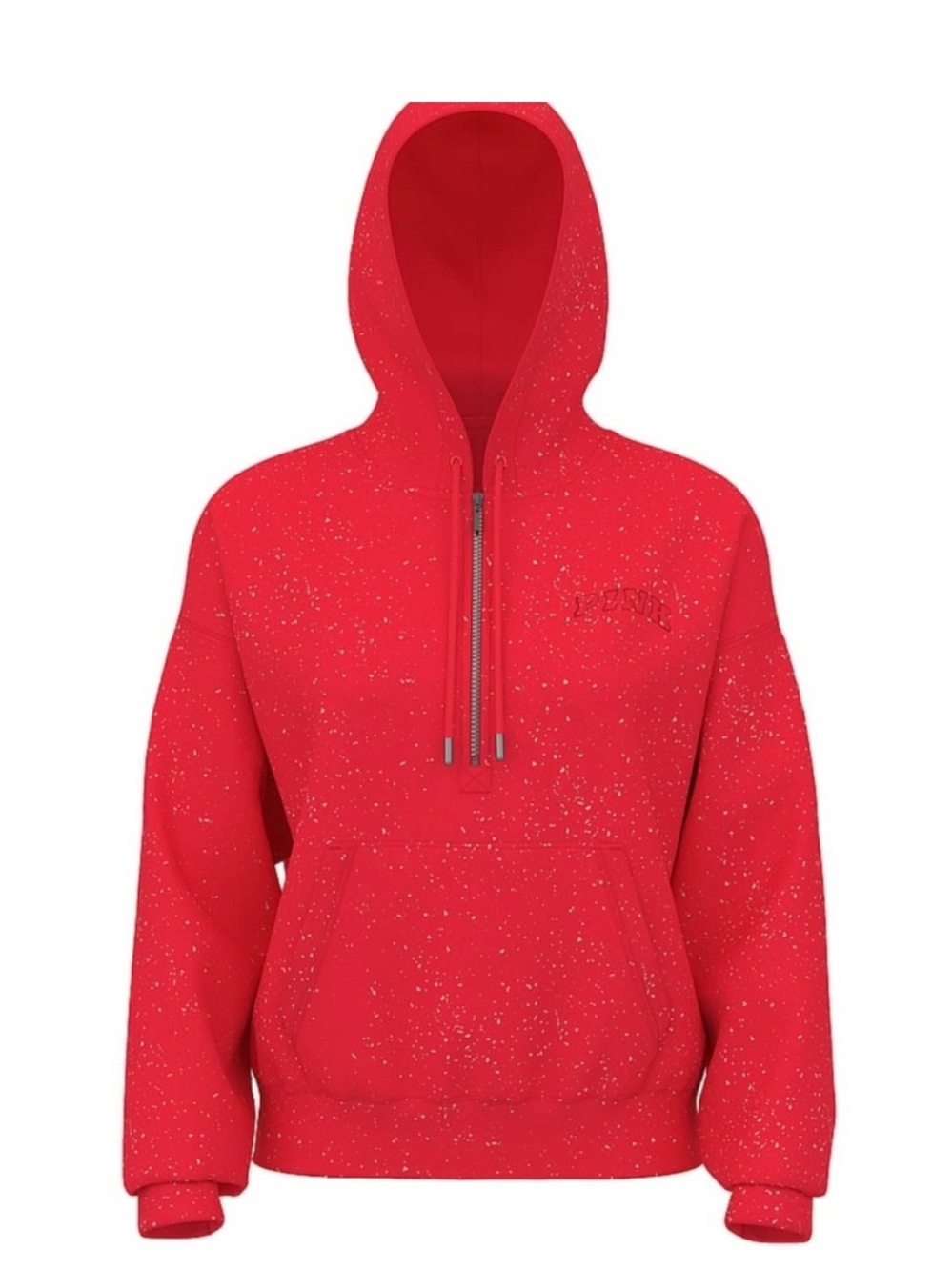 PINK Victoria's Secret Bright Red shimmer glider Half-Zip Hooded Sweater